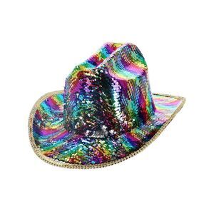 Fever Unisex Adult Deluxe Rainbow Sequins Cowboy Hat / Multicolored